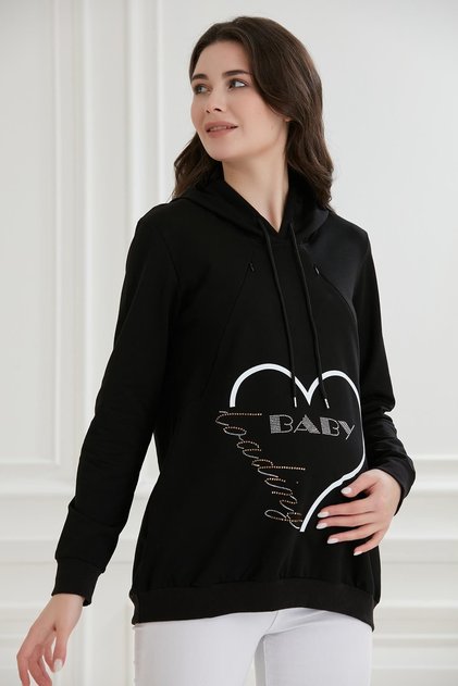 Easy Breastfeeding Pregnant Sweatshirt with Love Stone