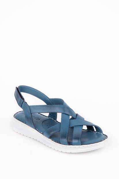 Bellacomfort Shoes Kadın Mavi Hakiki Deri Sandalet - 4