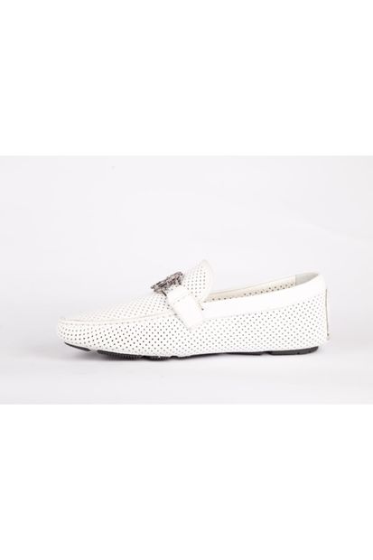 Roberto Cavalli Erkek Beyaz Loafer Ayakkabı - 5