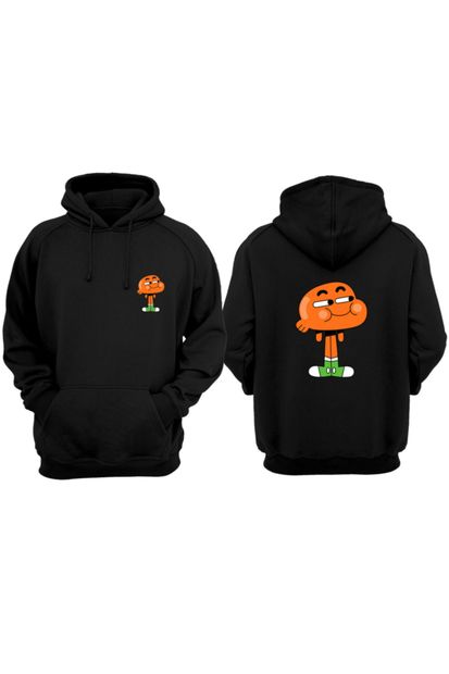 VectorWear Kadın Siyah Gumball Hoodie Baskılı Sweatshirt - 1