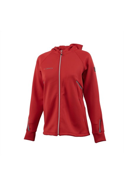 Kadın Kırmızı Outdoor Reflektör Baskılı Kapüşonlu Hafif Ceket