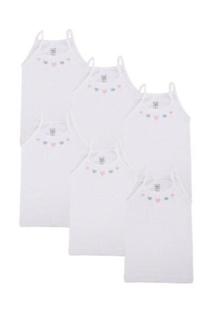 Girl's 6 Pack Tutku Rope Strap 100% Cotton Undershirt