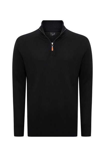 Men's Half Fisherman Zippered Wide Fit Sweater Rice Braided Cotton / Acrylic