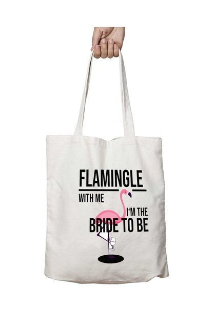 Flamingle With Me I'm The Bride - حقيبة كتف دائمة قابلة للغسل، مناسبة للشاطئ والمدرسة