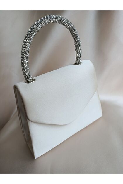 Women's Leather Satin Stone Handle Evening Dress Wedding Engagement Special Evening Bag