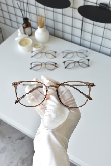 Brown Gradient Rectangular Unisex Women's Men's Transparent Blue Light Protection Blue Block Glasses