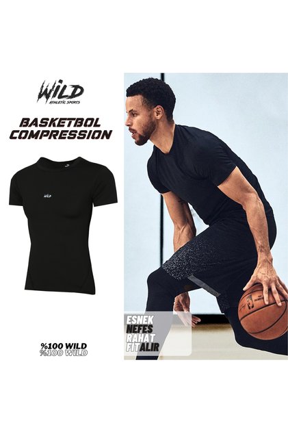 Erkek Basketbol Pro Compression İçlik T-Shirt Kısa Kollu Spor Fitness Body