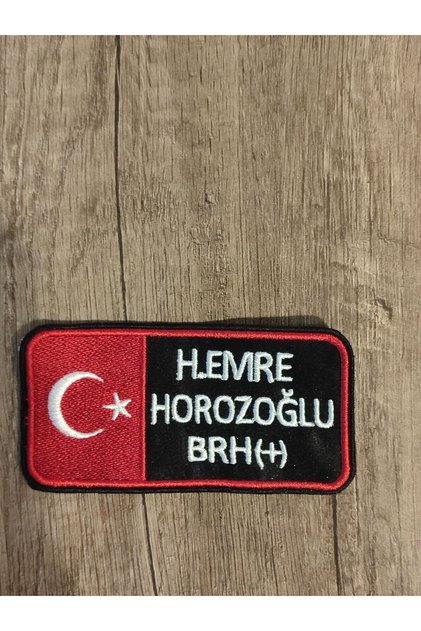 İsimlik Bayraklı Cırtlı Kan Gurubu Patch Arma Nakış