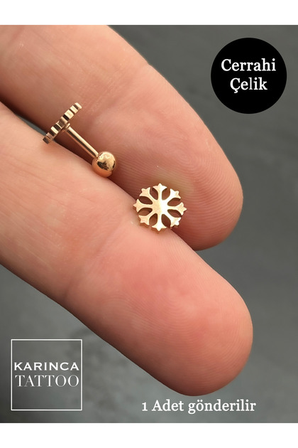 Kar Tanesi Rose veya Gold Piercing Conch Flat Forward Helix Kıkırdak Kulak Çelik Tragus Piercing