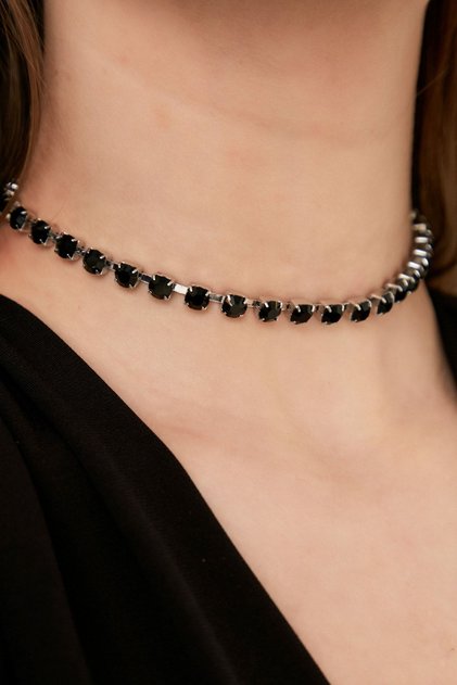Women's Elena Model Crystal Zircon Stone Silver Evening Dress Choker Wedding Engagement Party Prom Daily Necklace