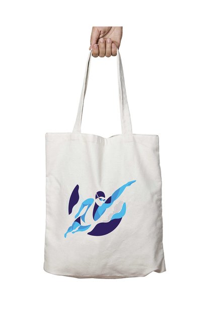 Swimmer Training Two-Sided Durable Washable School Beach Shoulder Cloth Bag