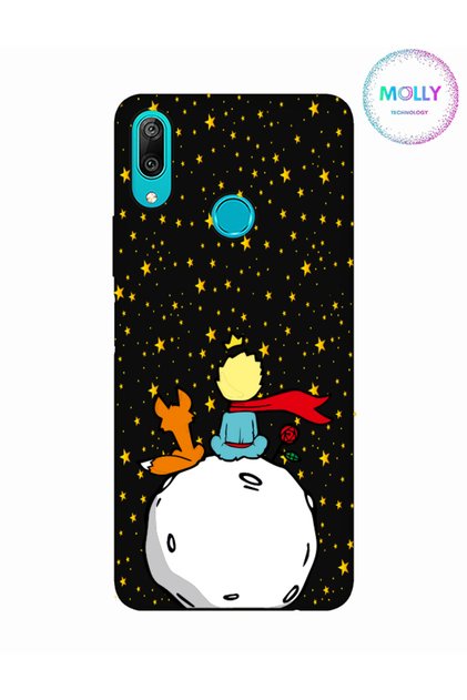 Black Little Prince Pattern Silicone Case for Huawei Y7 2019