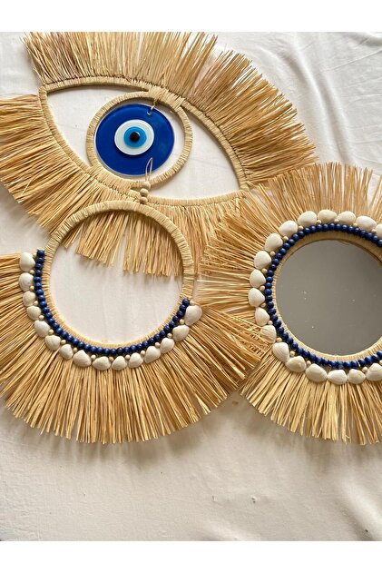 Genel Markalar EL YAPIMI DUVAR PANOSU RAFYA AYNA RAFYA DUVAR SÜSÜ