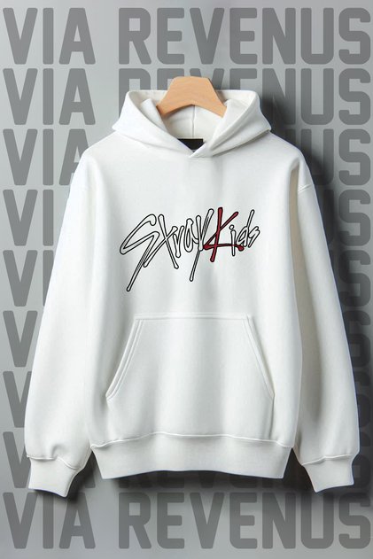 Stray Kids Printed Kangaroo Pocket 3 Thread Raster Wide Fit Hooded Sweatshirt