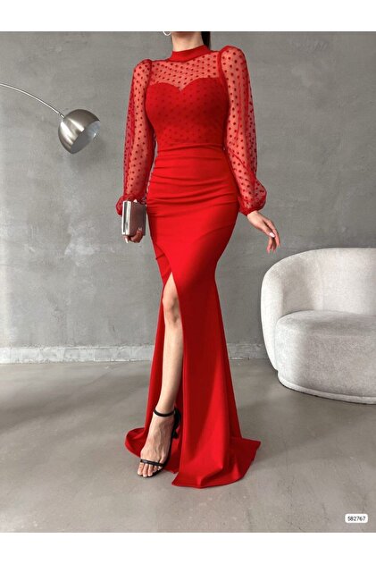 chinese dress ladies Nana Gotti Turtleneck lace maxi dress