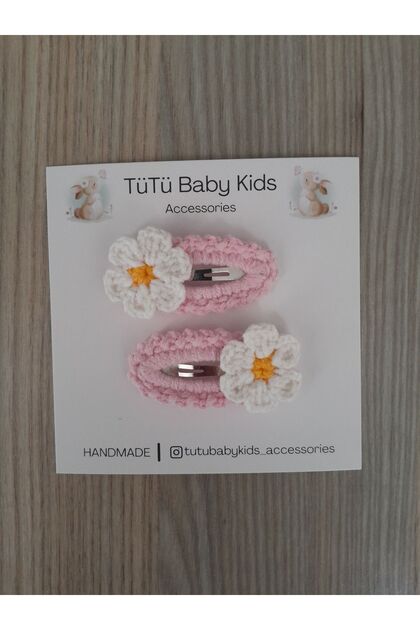 Baby and Child Daisy Figured Hand Knitted Snap Buckle Set of 2