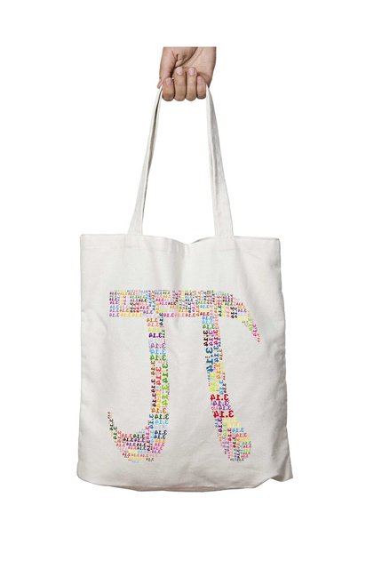 Pi Symbol Transparent Two Sides Permanent Washable School Beach Shoulder Cloth Bag
