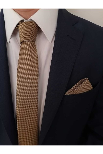 Dark Yellow 5.5 cm Tie and Handkerchief Set K016