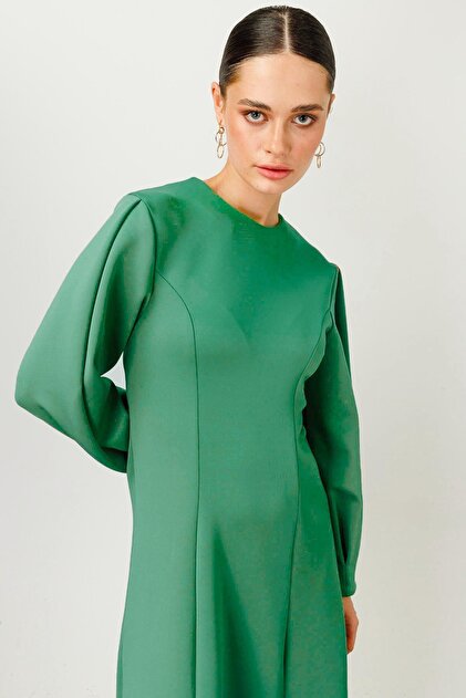 Hooopstore GRADE COLLAR SCUBA DRESS - BENETTON GREEN- Trendyol