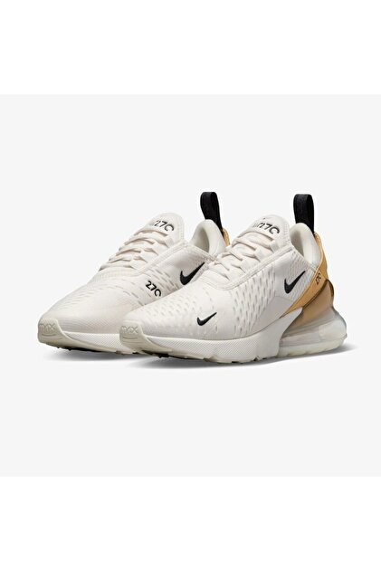 Nike Air Max 270 Trainers in White and Gold Sneaker Kadın Beyaz Günlük Spor  Ayakkabı