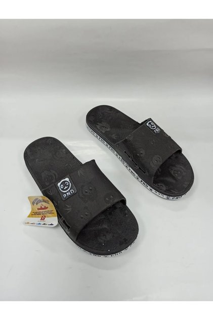 Unisex Siyah Panda Desen Kaydırmaz Plastik Terlik