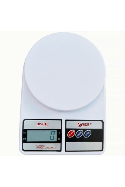 By-010 Dijital Mutfak Terazisi - Hassas Mutfak Tartısı - Dara Işlevi, 10 Kg Kapasiteli Tartı 2 Pil