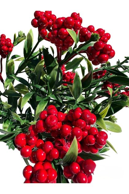 Artificial Flower 5-Branch Dense-Leafed Kokina Bunch Special Production for 2026 New Year Christmas Plant