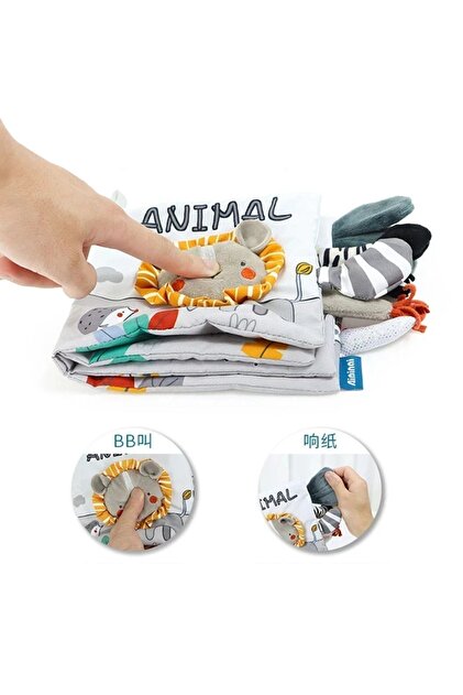 Jjovce Zilli Hışırtılı Bebek Kitabı 3D Montessori Yıkanabilir Bez