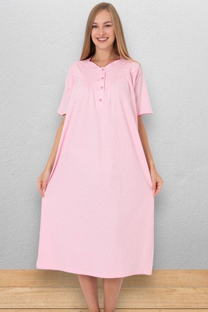 Short Sleeve 100% Cotton Combed Throw Plus Size Mother's Nightgown, Hospital, Pregnant and Maternity Nightgown