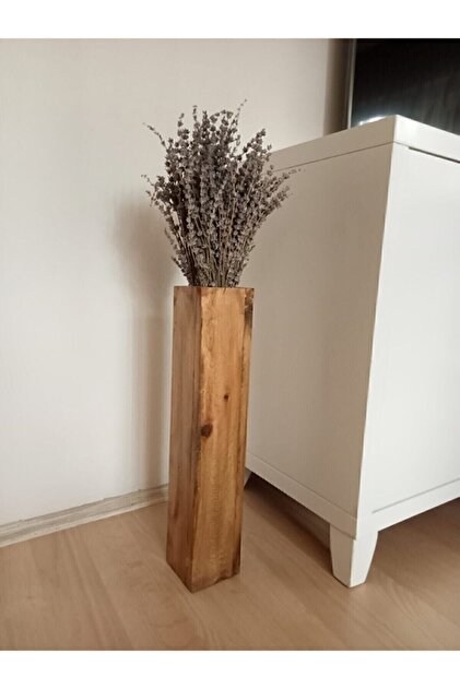 Vaza Din Lemn Pampas Vaza Flori Artificiale Figurina Lunga 49 Cm