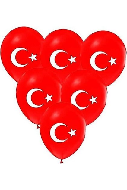 10Pcs Crescent-Star Printed Turkish Flag Red Balloon