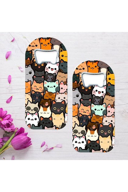 Çılgın Kediler Özel Tasarımlı Oval Uzun Açacaklı Magnet