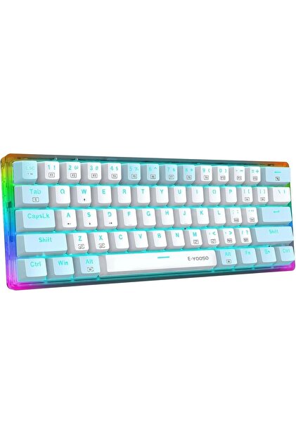 e-yooso Şeffaf Oyuncu Klavyesi Z-11t Rgb Arka Işık Mavi Üst Işık