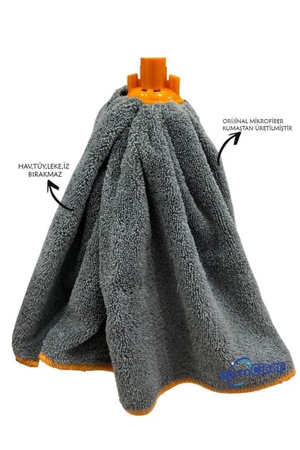 Missclean Mikrofiber Paspas Mop Mega Boy Gri Renk Yedek Ucu Çizmez Taban