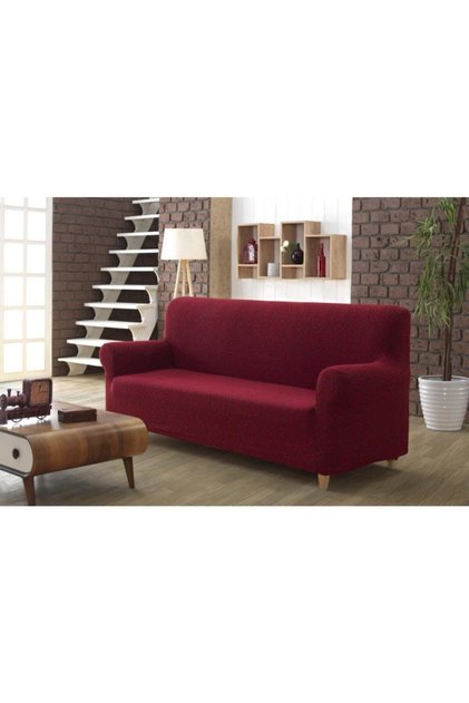 Milano Jacquard 2 Seater Sofa Cover Claret Red