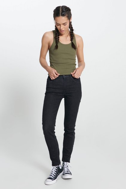 High Waist Super Narrow Leg Skinny Fit Blue Women's Denim Trousers L62602236-Blue