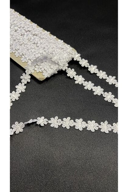 Güpür Şerit Beyaz Papatya 1 Cm X 10 Mt.
