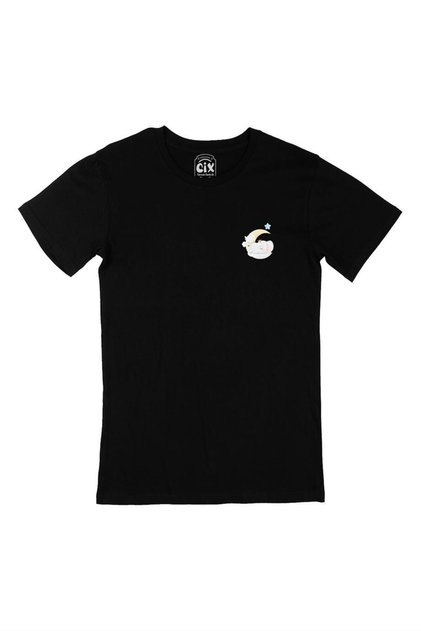Sleeping Elephant Pocket Design Printed Black T-Shirt