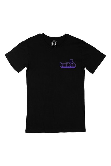 تي شيرت أسود مع تصميم شعار Twitch Pocket
