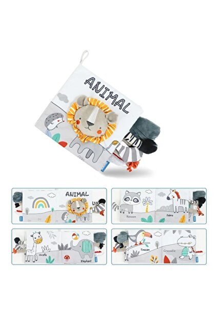 Jjovce Zilli Hışırtılı Bebek Kitabı 3D Montessori Yıkanabilir Bez