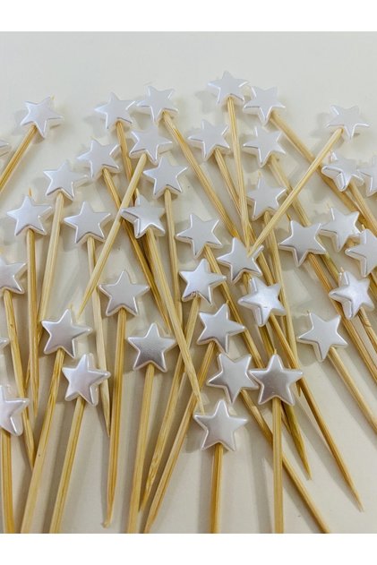 NO:20 - 50pcs Decorative Star Beaded Promise Engagement Birthday Party Stylish Cocktail Ornament Toothpick