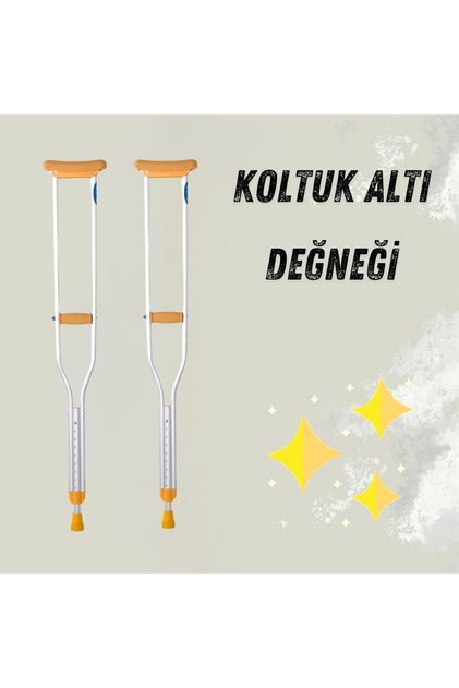 Koltuk Altı Değneği Yürümeye Yardımcı Çift Koltuk Değneği İthal Alüminyum Hafif Yüksek Kalite