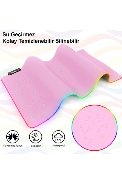 Xrades Pembe RGB Mousepad 80x30 cm 13 Farklı Renk Modu Su Geçirmez
