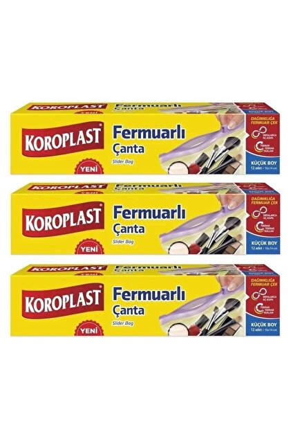 Koroplast Fermuarlı Çanta Küçük Boy 12 Li 16 x 14 Cm x 2 Paket