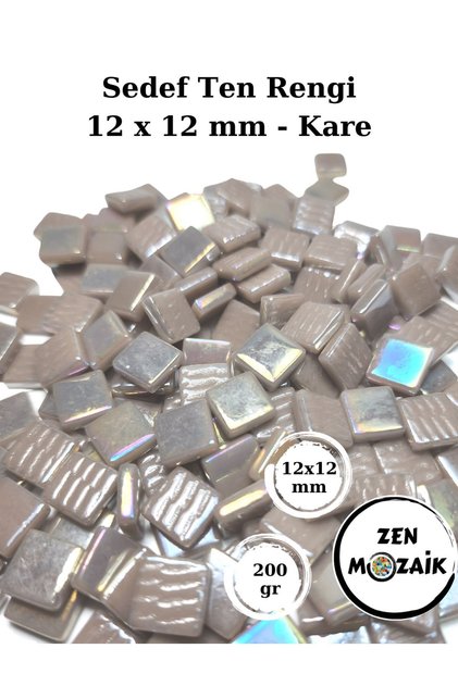 Sanatsal Mozaik Çalışmalarınız için 12 x12 mm - Kare Sedefli Cam Mozaik Taşı