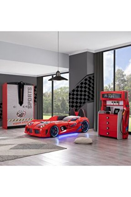 Setay Çocuk Odası - Audi Koltuklu Arabalı Yatak - Sport 3 Kapılı