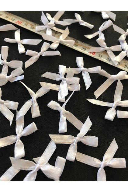 Bow Satin 6 mm Ribbon White 100 Pieces