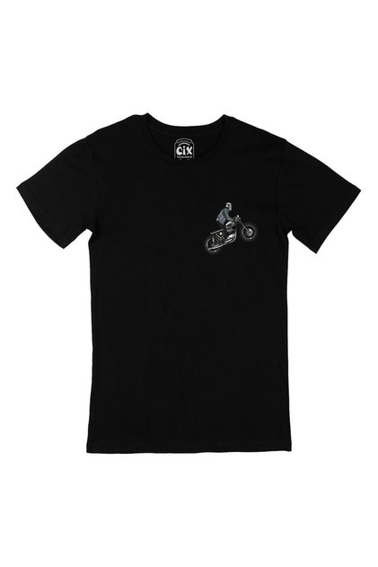 Tricou negru Biker Skull cu logo-ul de buzunar
