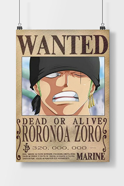 Luna Marissa One Piece Roronoa Zoro Wanted Poster Çerçevesiz Duvar