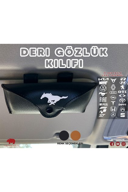Araç Içi Gözlük Tutucu Deri Kılıf - Siyah